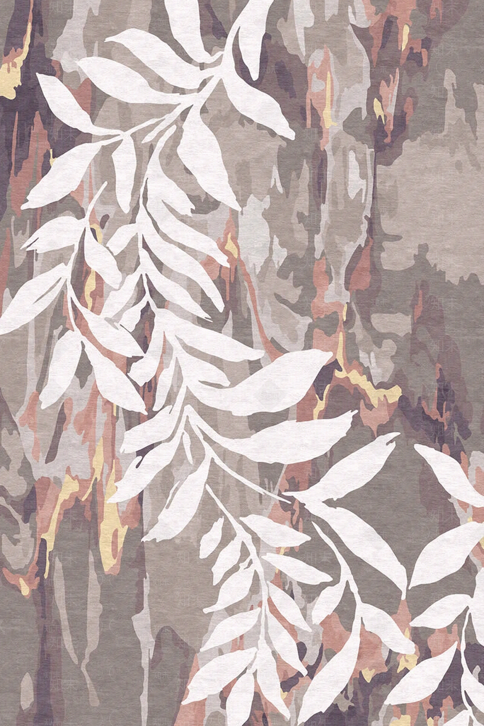 现代新中式浅咖啡色叶子地毯贴图下载【ID:1104962662】