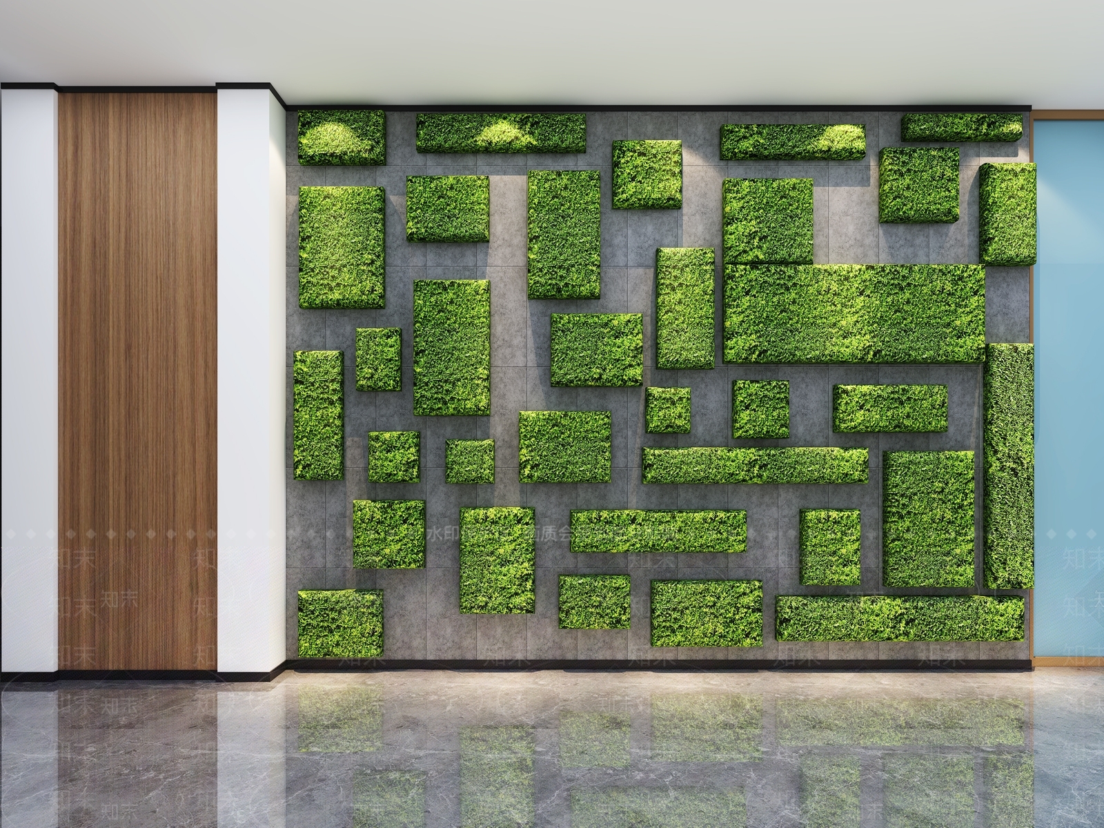 现代绿植墙3D模型下载【ID:1104963410】