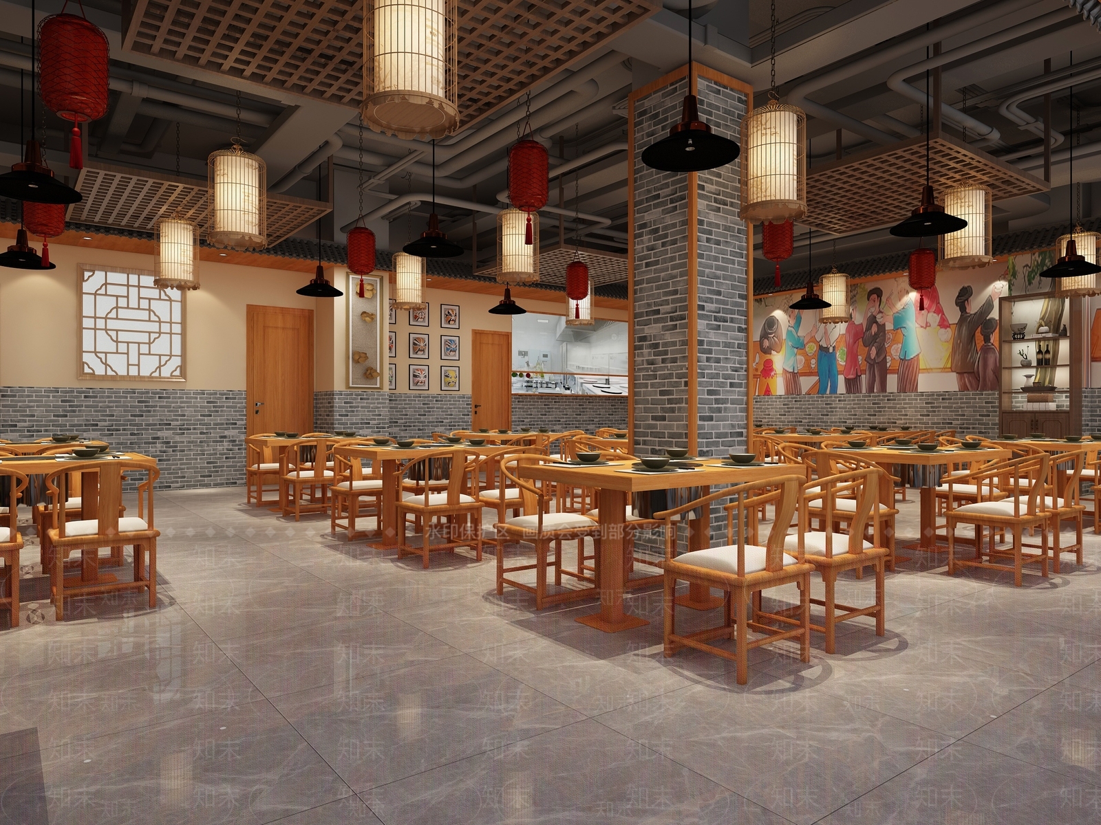 新中式火锅店3D模型下载【ID:1104963506】