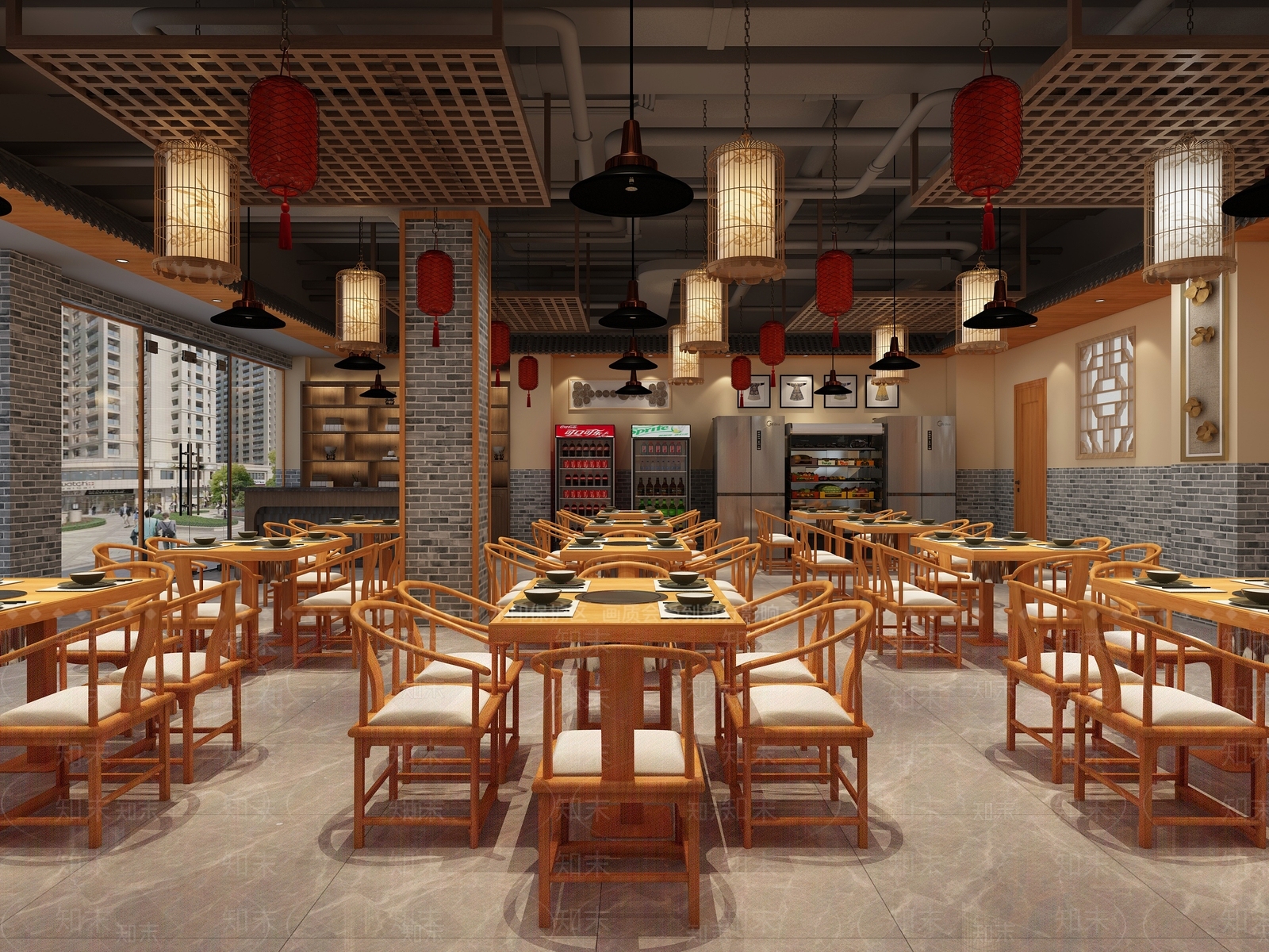 新中式火锅店3D模型下载【ID:1104963506】