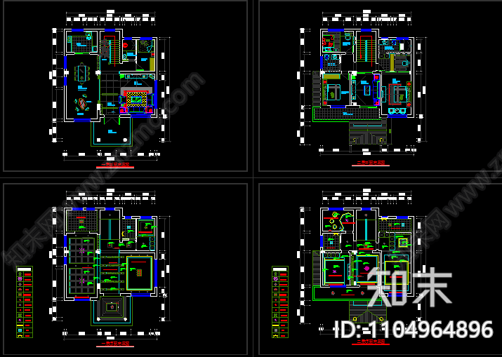 三层别墅建筑结构电气CAD全套施工图下载【ID:1104964896】