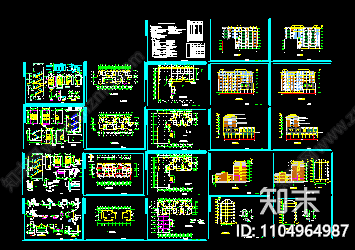 江南住宅全套建筑图cad图纸素材施工图下载【ID:1104964987】