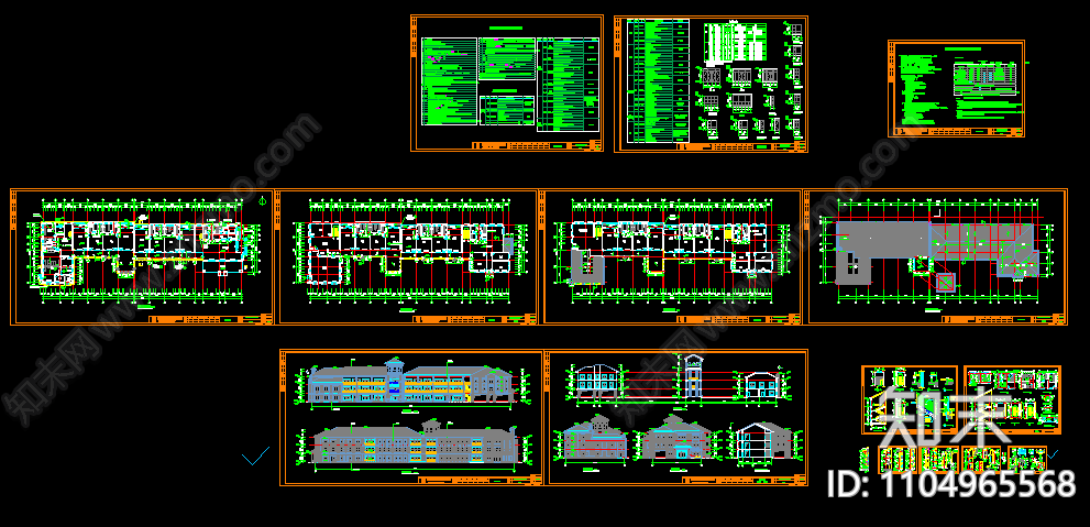 三层的幼儿园整套cad施工设计图纸施工图下载【ID:1104965568】