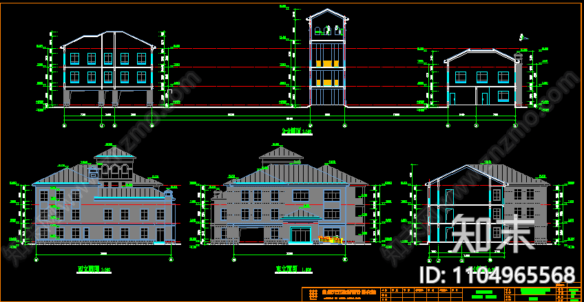 三层的幼儿园整套cad施工设计图纸施工图下载【ID:1104965568】