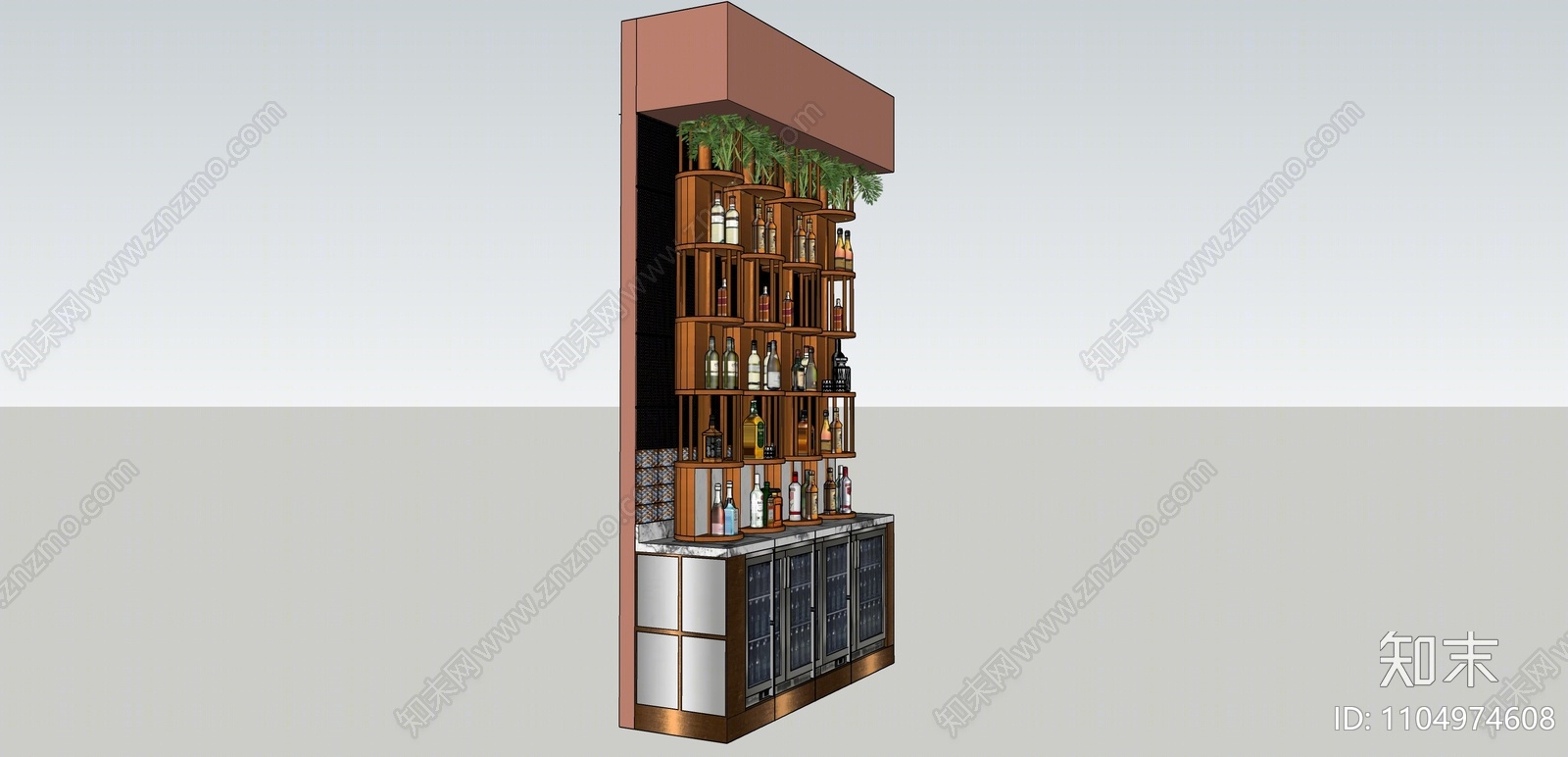 现代轻奢酒架SU模型下载【ID:1104974608】