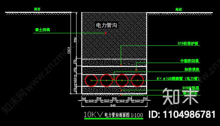 室外强电电力管铺设施工图下载【ID:1104986781】