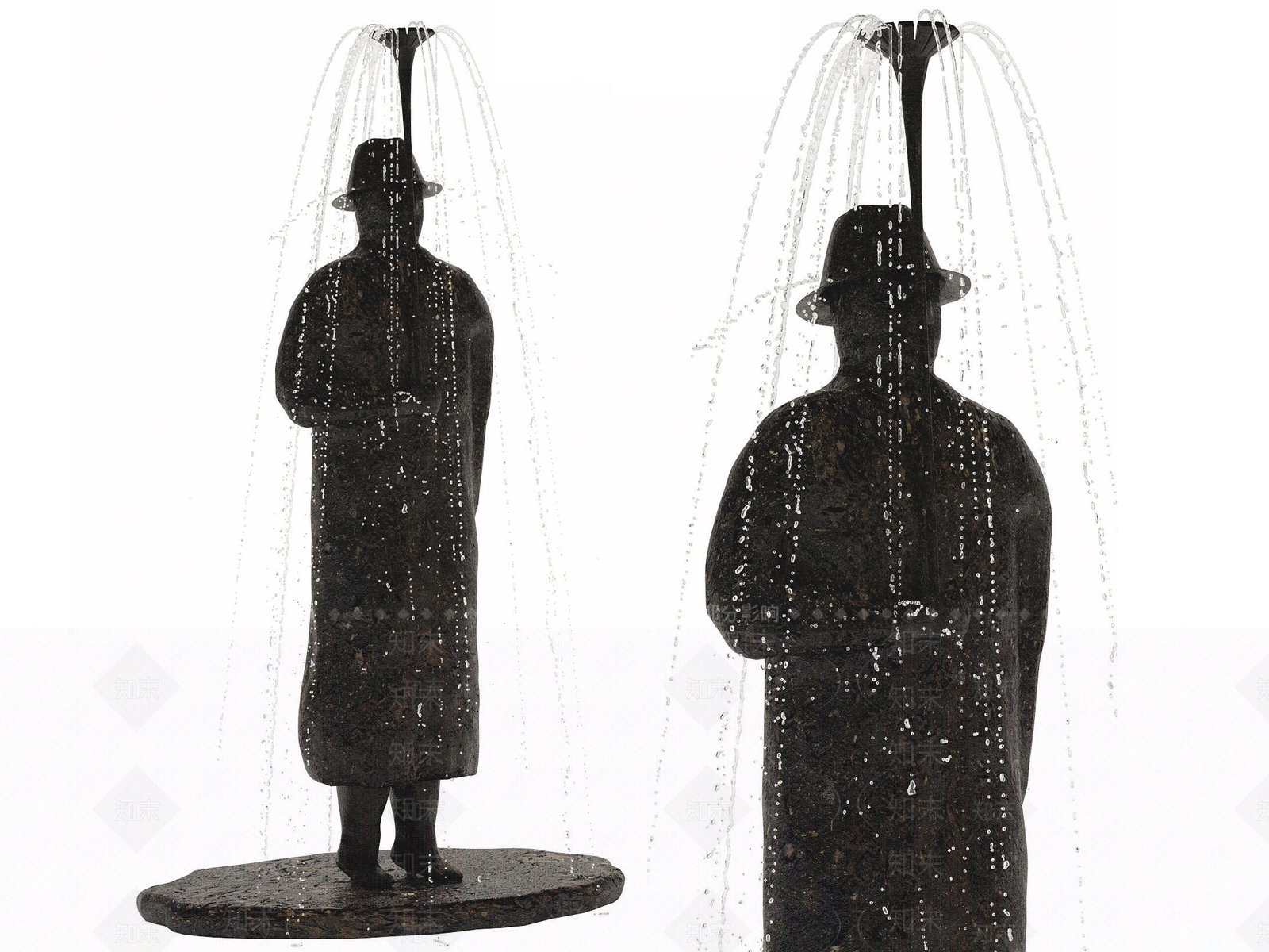 现代人物雕塑喷泉3D模型下载【ID:1104984844】