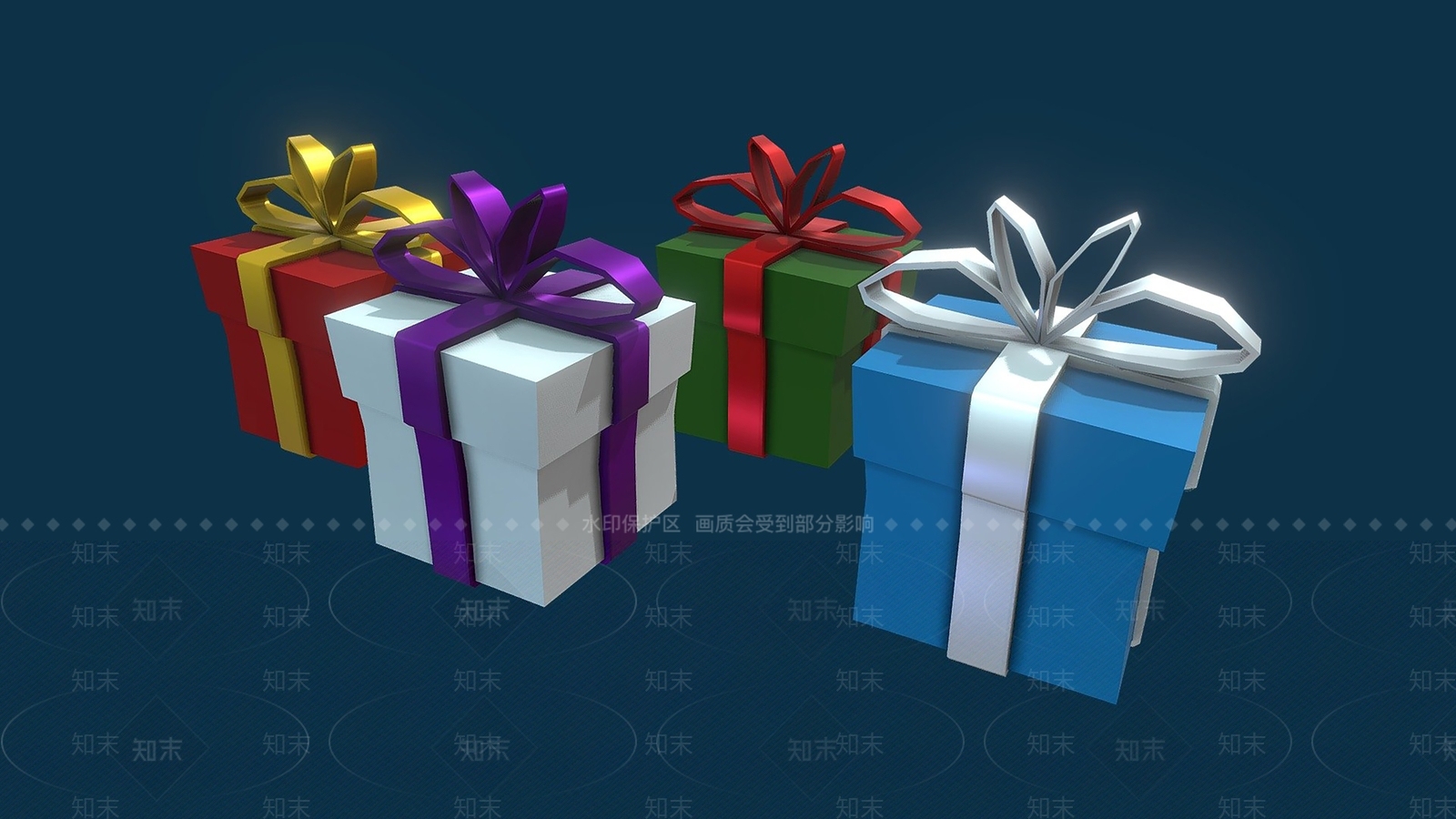 现代礼品盒3D模型下载【ID:1104987287】