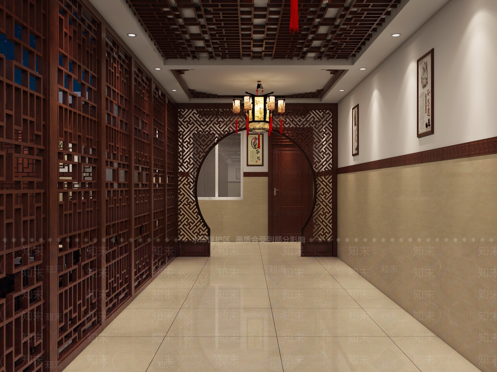 新中式医院过道3D模型下载【ID:1104987765】