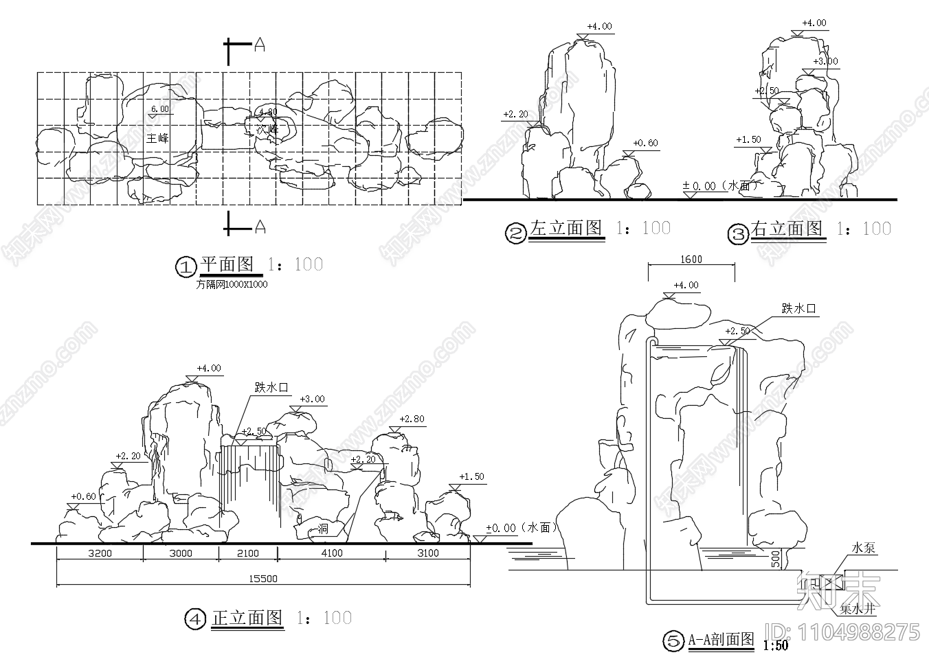 10种假山石头石阵景观cad施工图下载【ID:1104988275】