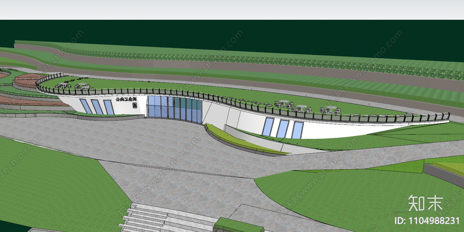 现代公园景观SU模型下载【ID:1104988231】