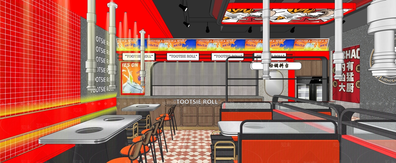 现代火锅店SU模型下载【ID:1104990282】