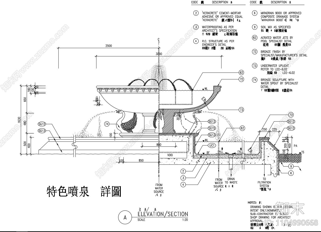 40多套跌水喷泉方案cad施工图下载【ID:1104990668】