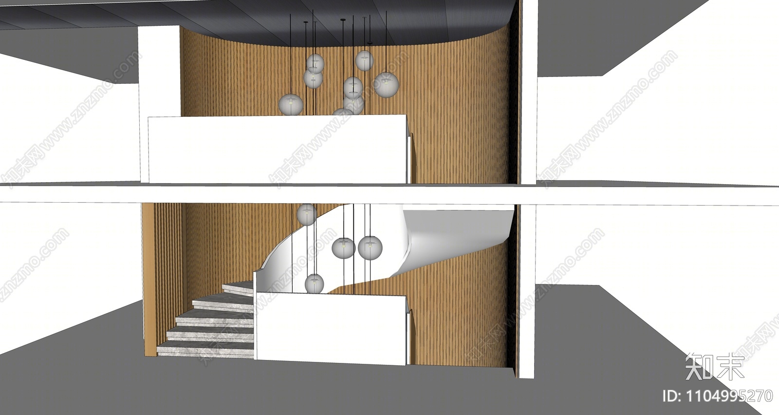 现代旋转楼梯间SU模型下载【ID:1104995270】