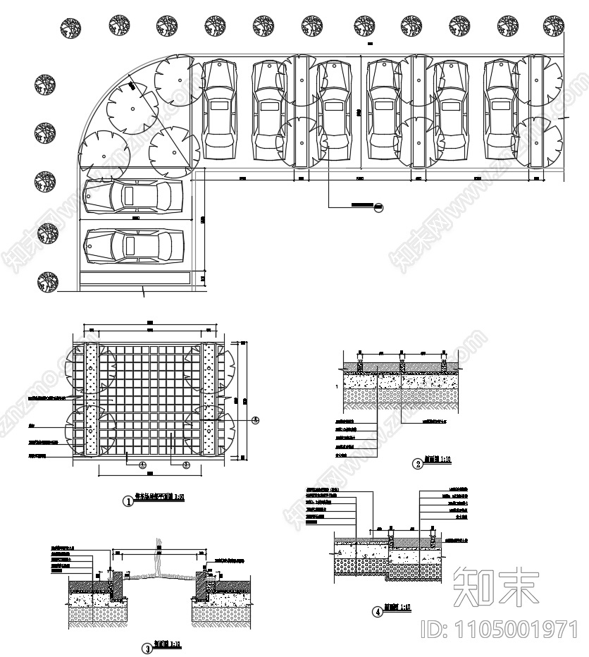 各类停车场cad施工图下载【ID:1105001971】