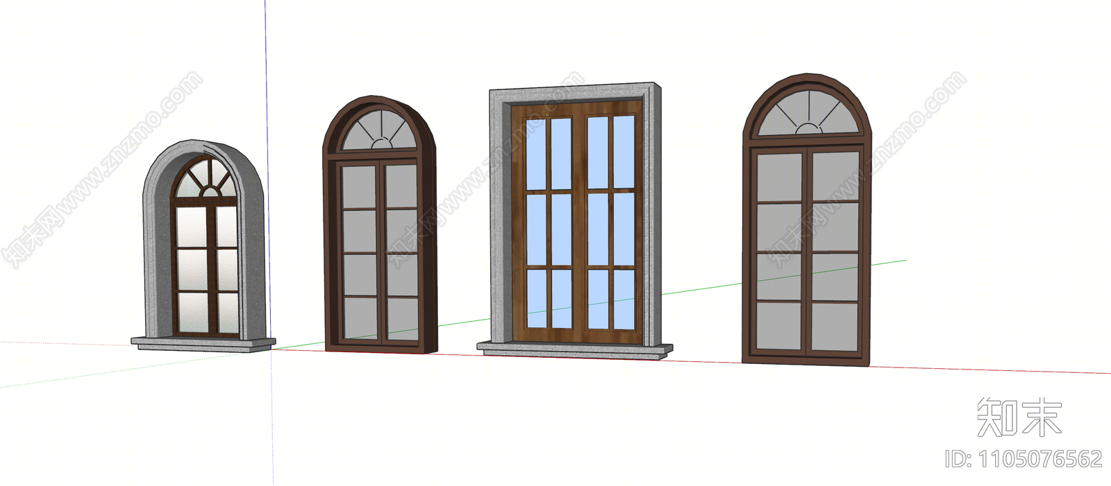中式窗户组合SU模型下载【ID:1105076562】