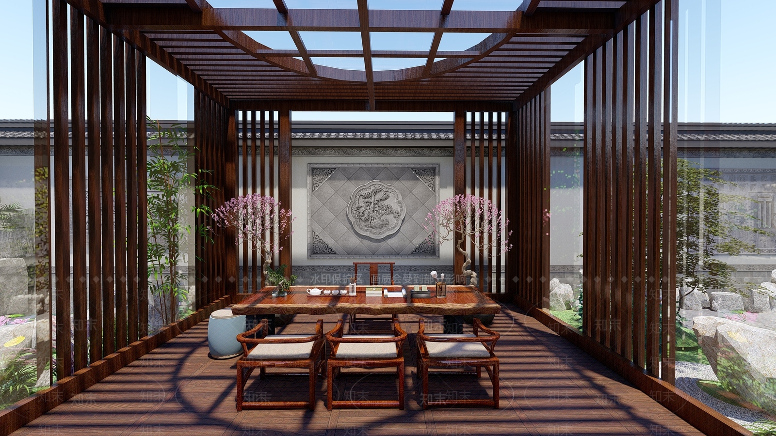 中式乡村庭院SU模型下载【ID:1105009013】