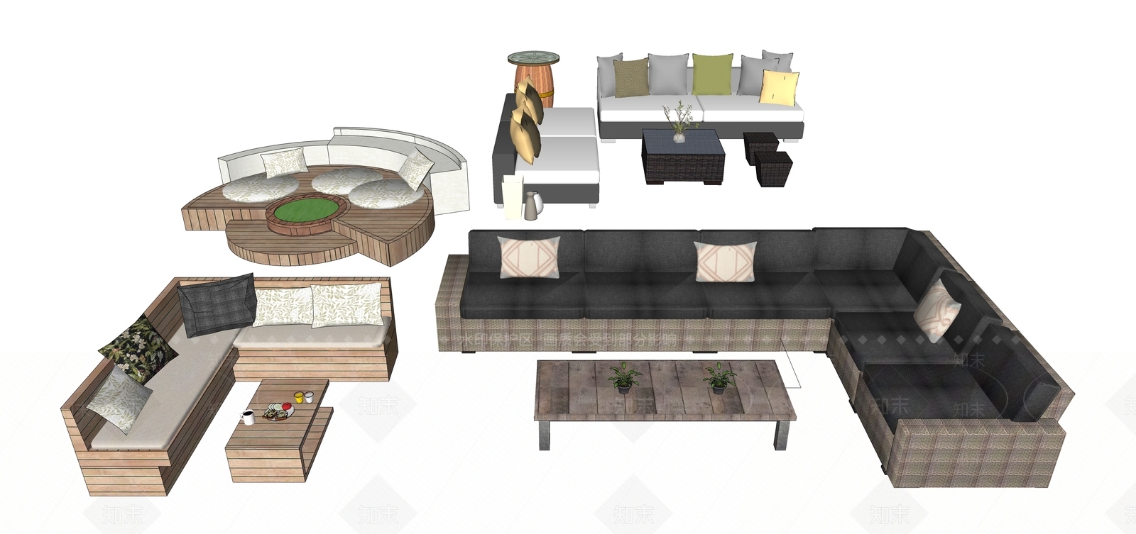 现代景观座椅SU模型下载【ID:1105010668】