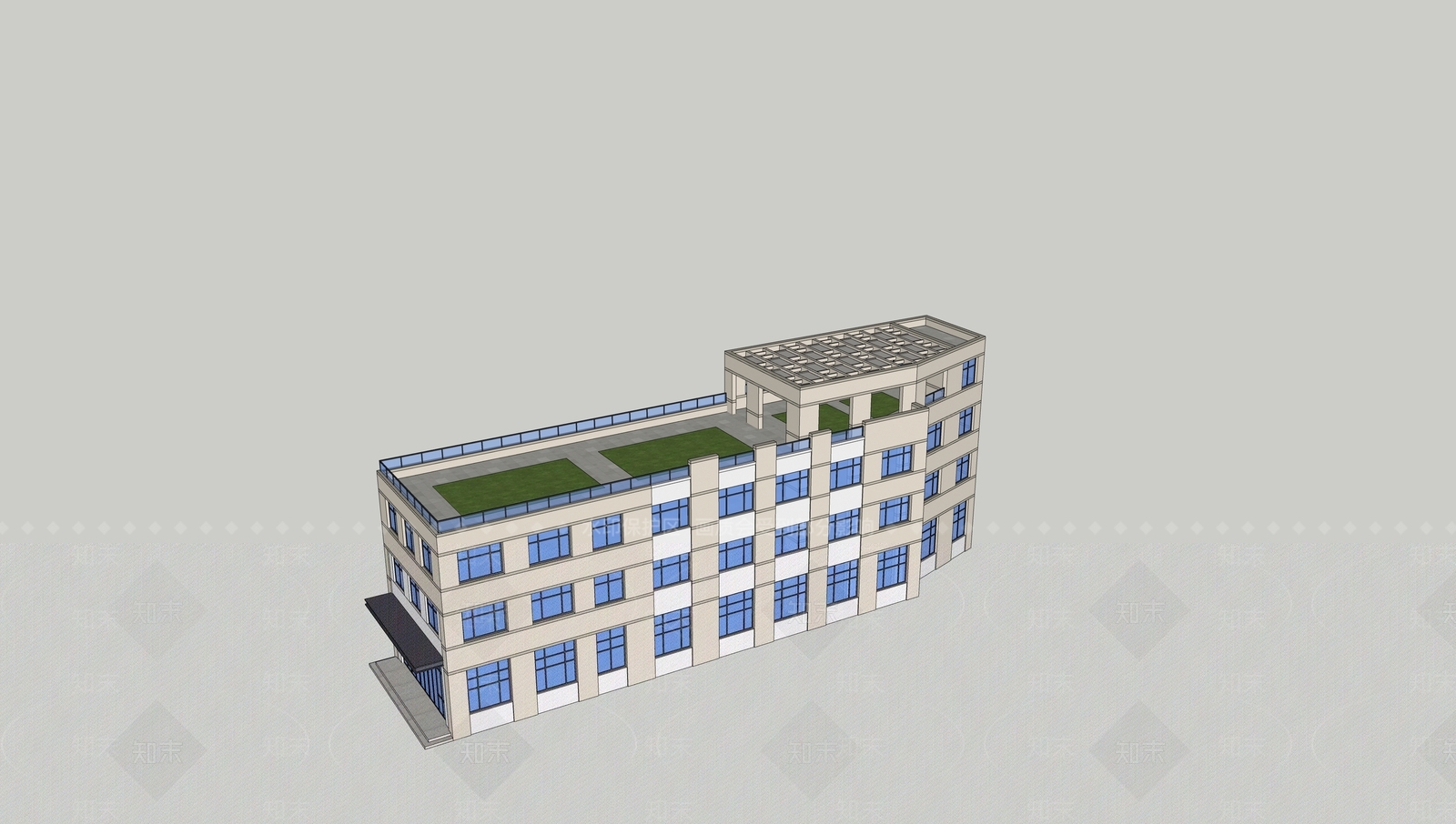 现代侧入口办公楼SU模型下载【ID:1106004608】