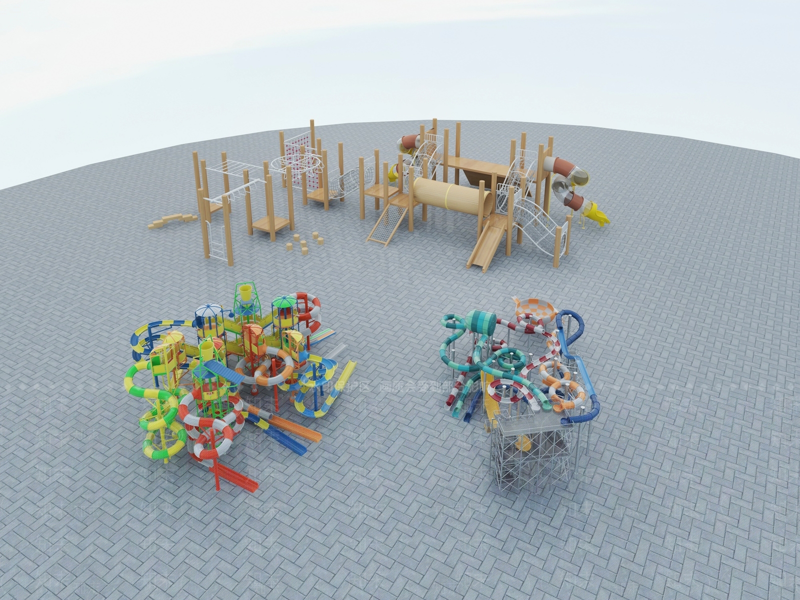 现代儿童游乐园器材3D模型下载【ID:1105046517】