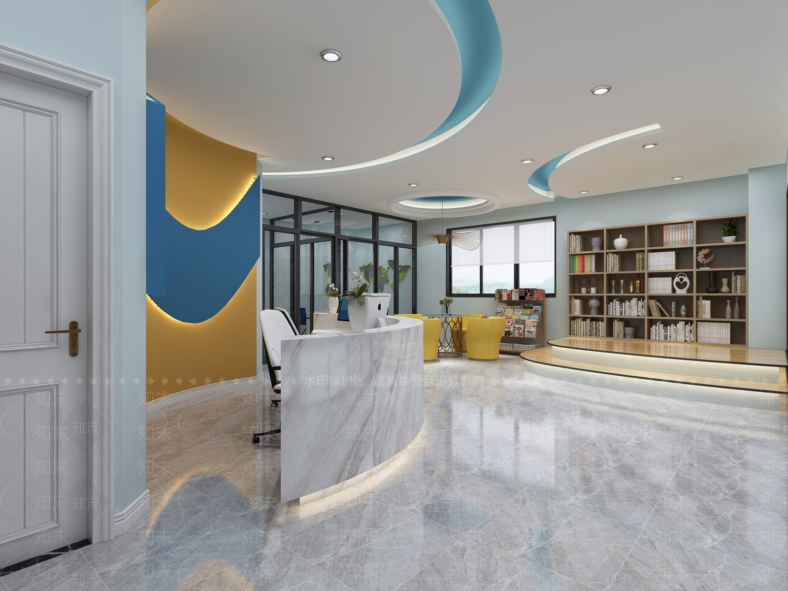 现代培训机构大厅3D模型下载【ID:1105016987】_知末3d模型网