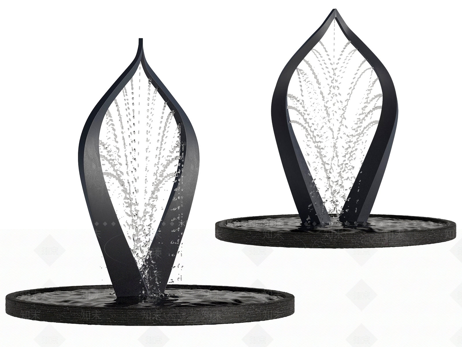 现代雕塑喷泉景观3D模型下载【ID:1105031662】