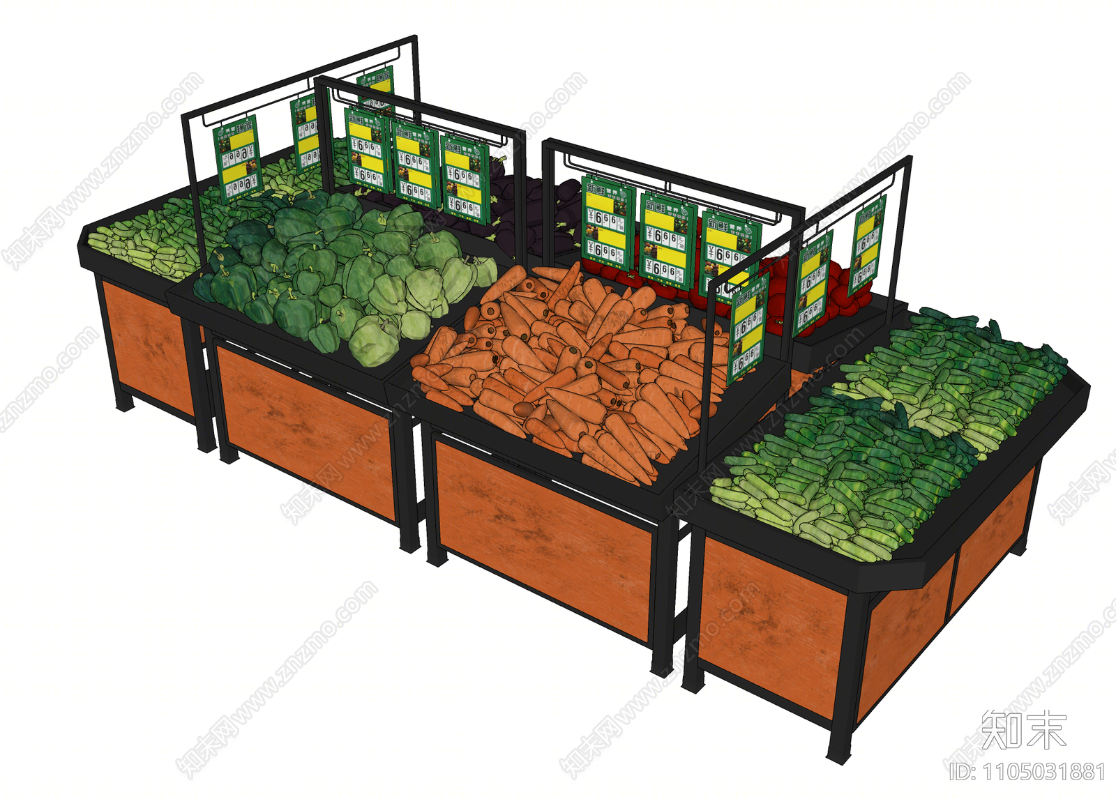 现代蔬菜货架SU模型下载【ID:1105031881】