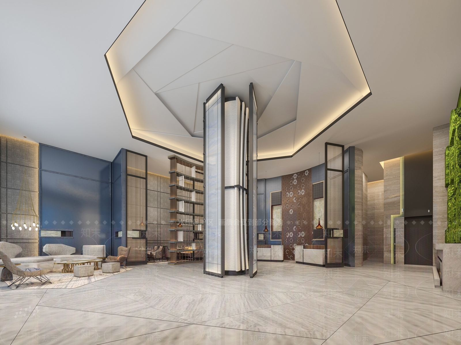 现代酒店大堂3D模型下载【ID:1105034366】_知末3d模型网