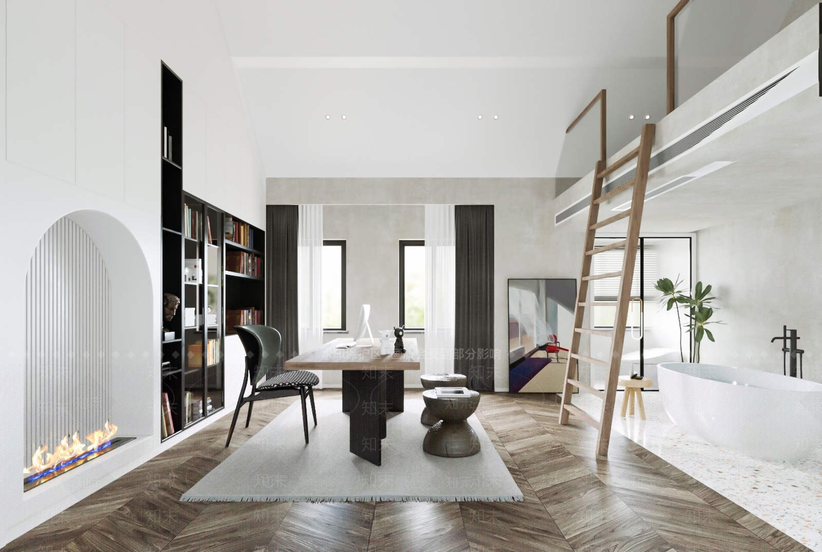 现代LOFT公寓SU模型下载【ID:1105035642】