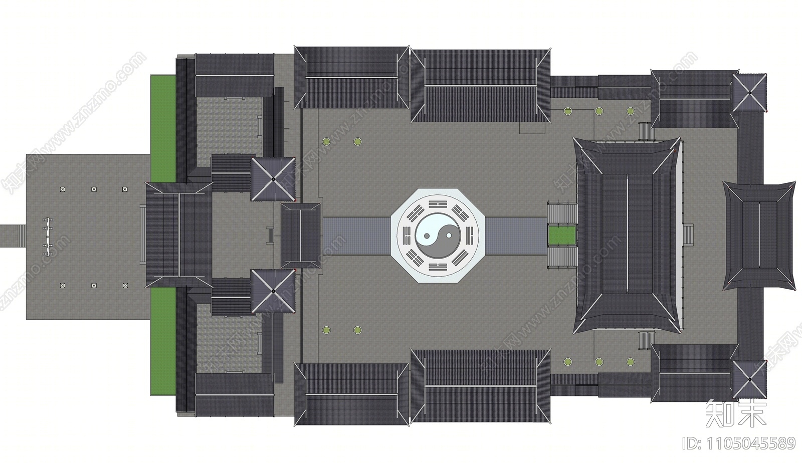 中式寺庙建筑SU模型下载【ID:1105045589】