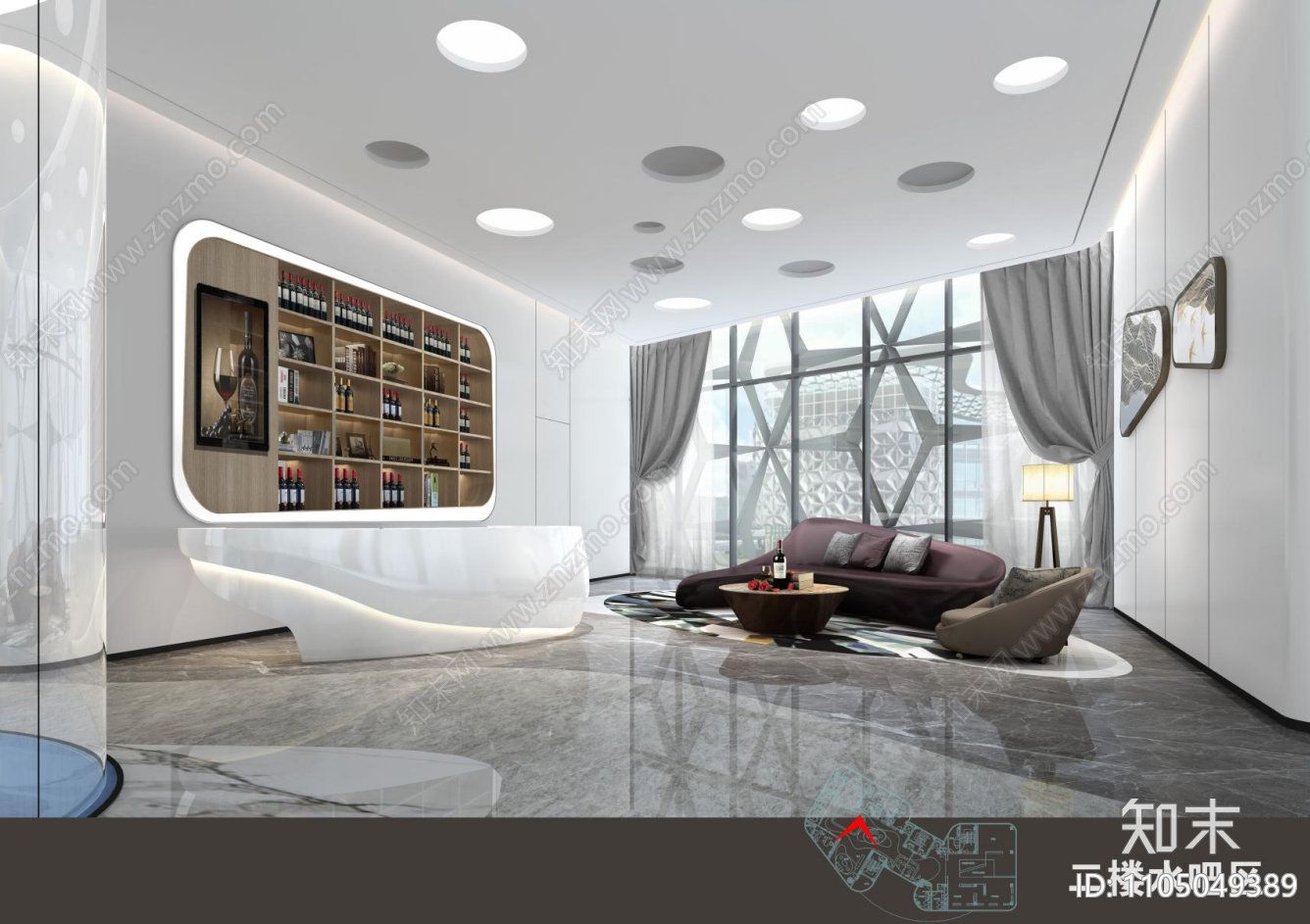 售楼处施工图cad施工图下载【ID:1105049389】
