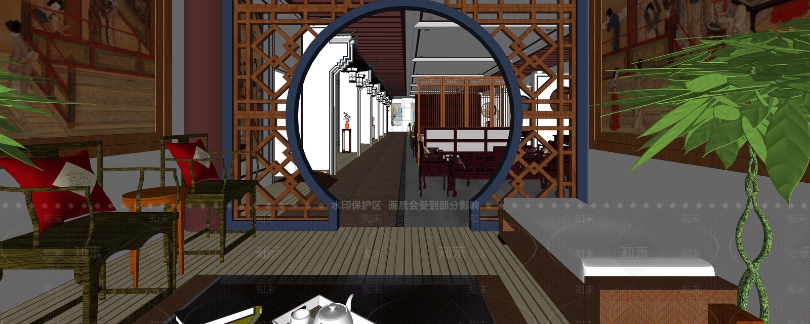 中式家居专卖店SU模型下载【ID:1105060560】