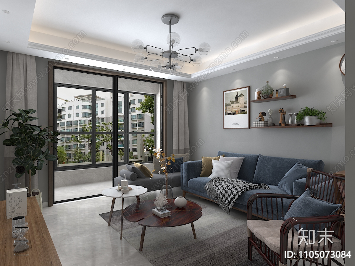 混搭两室一厅施工图cad施工图下载【ID:1105073084】