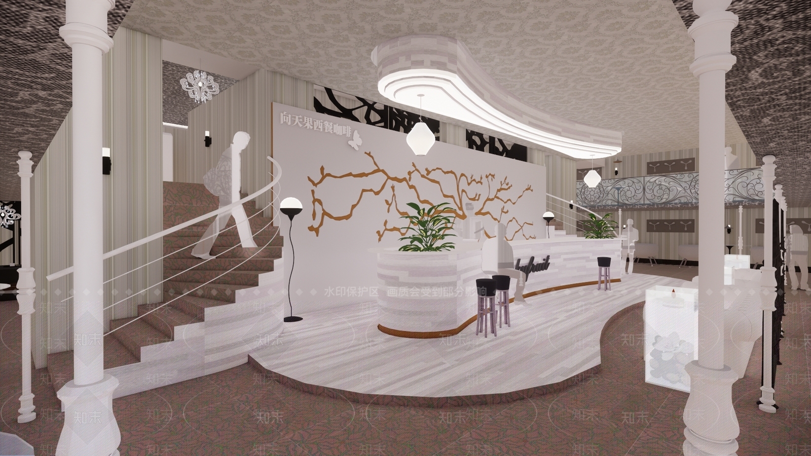 欧式风格咖啡厅SU模型下载【ID:1105074582】