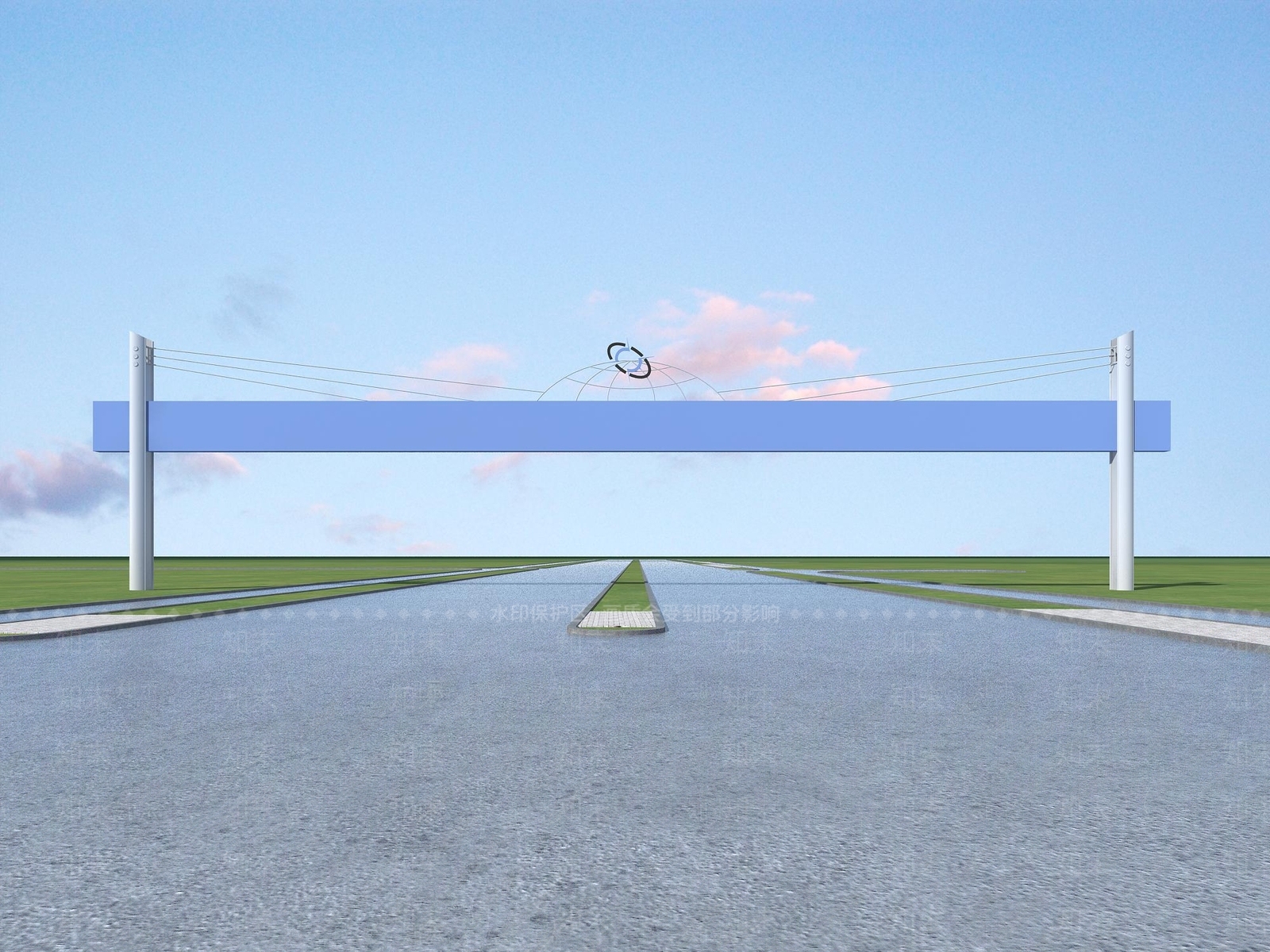 现代道路广告牌3D模型下载【ID:1105077611】