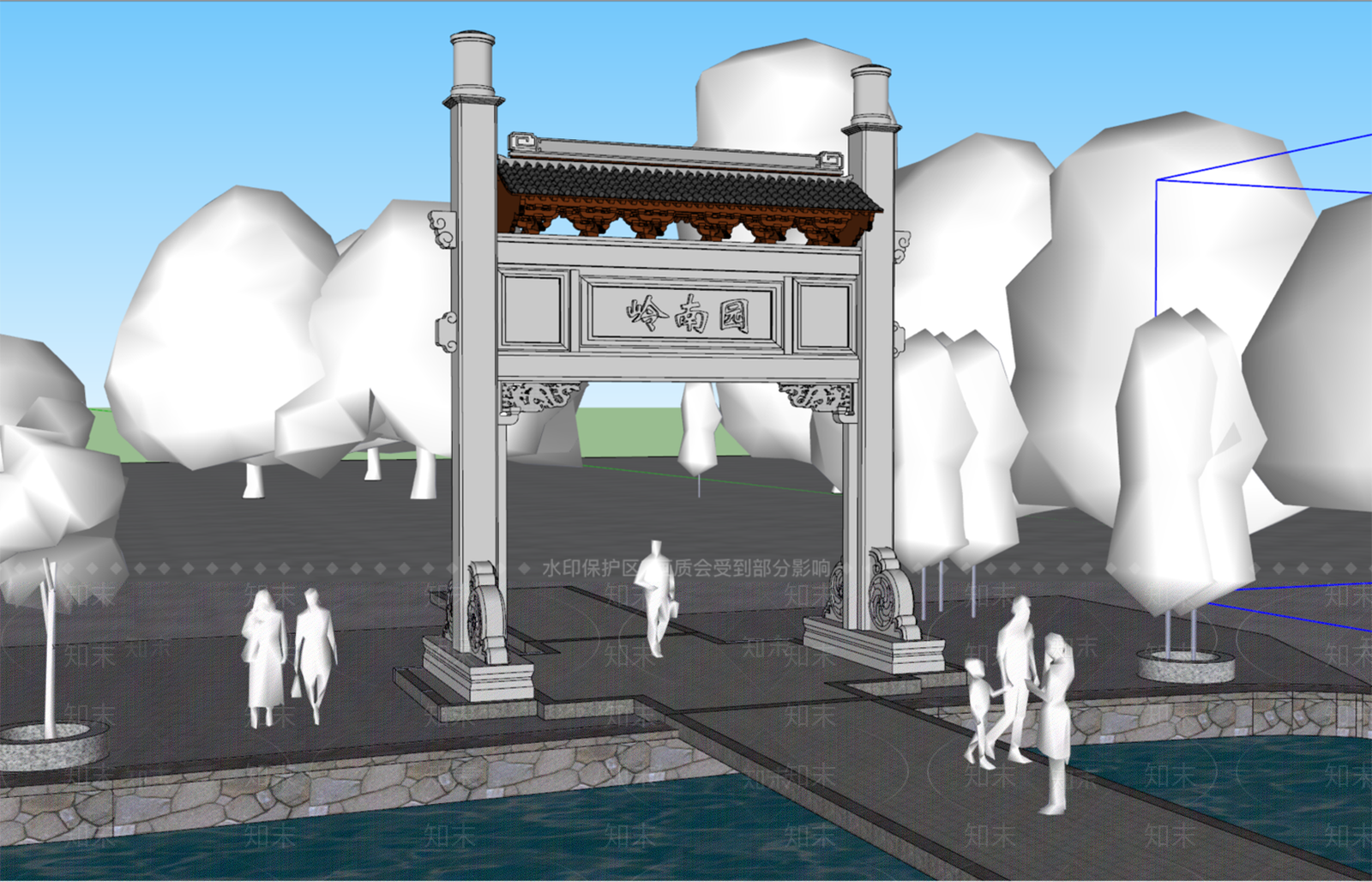 中式牌坊牌楼SU模型下载【ID:1105079326】