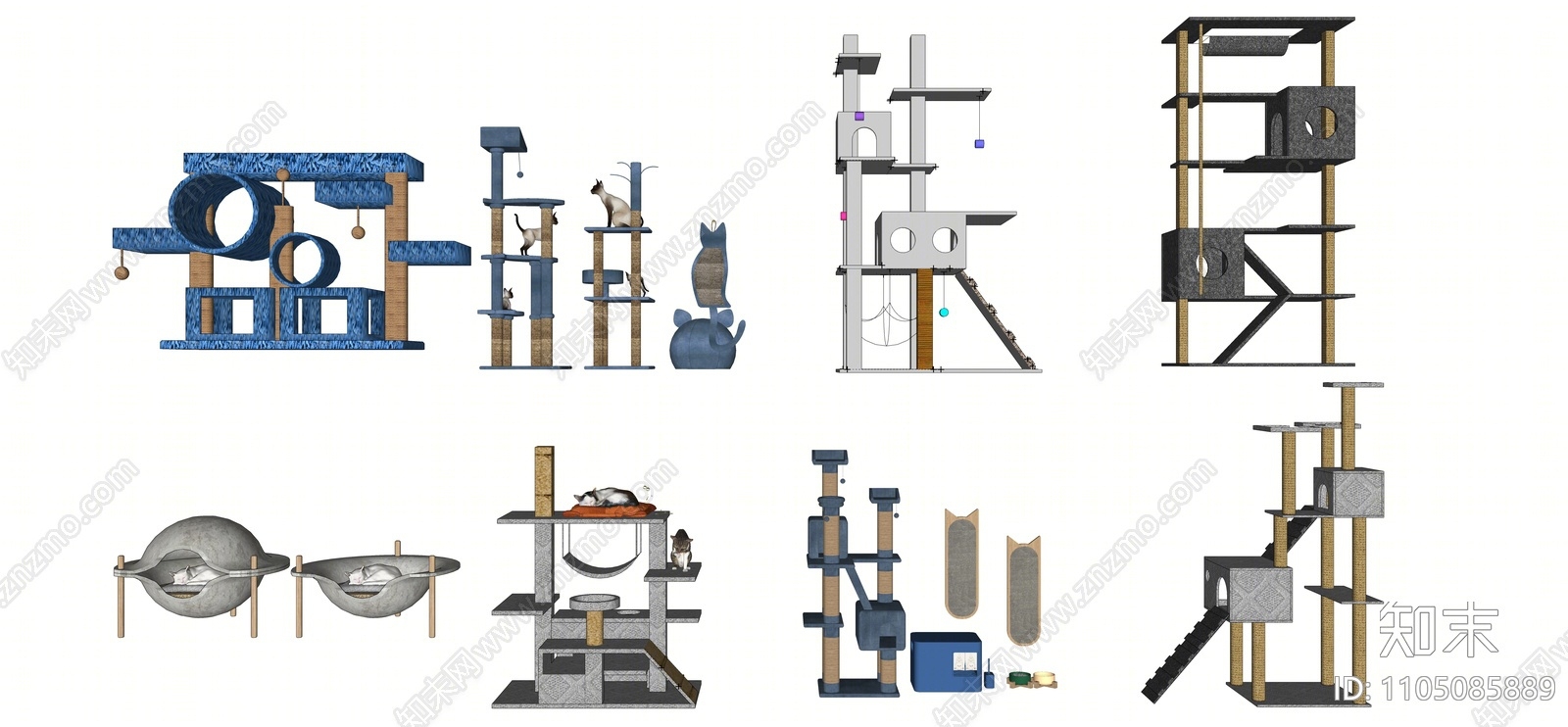 现代树屋猫爬架SU模型下载【ID:1105085889】