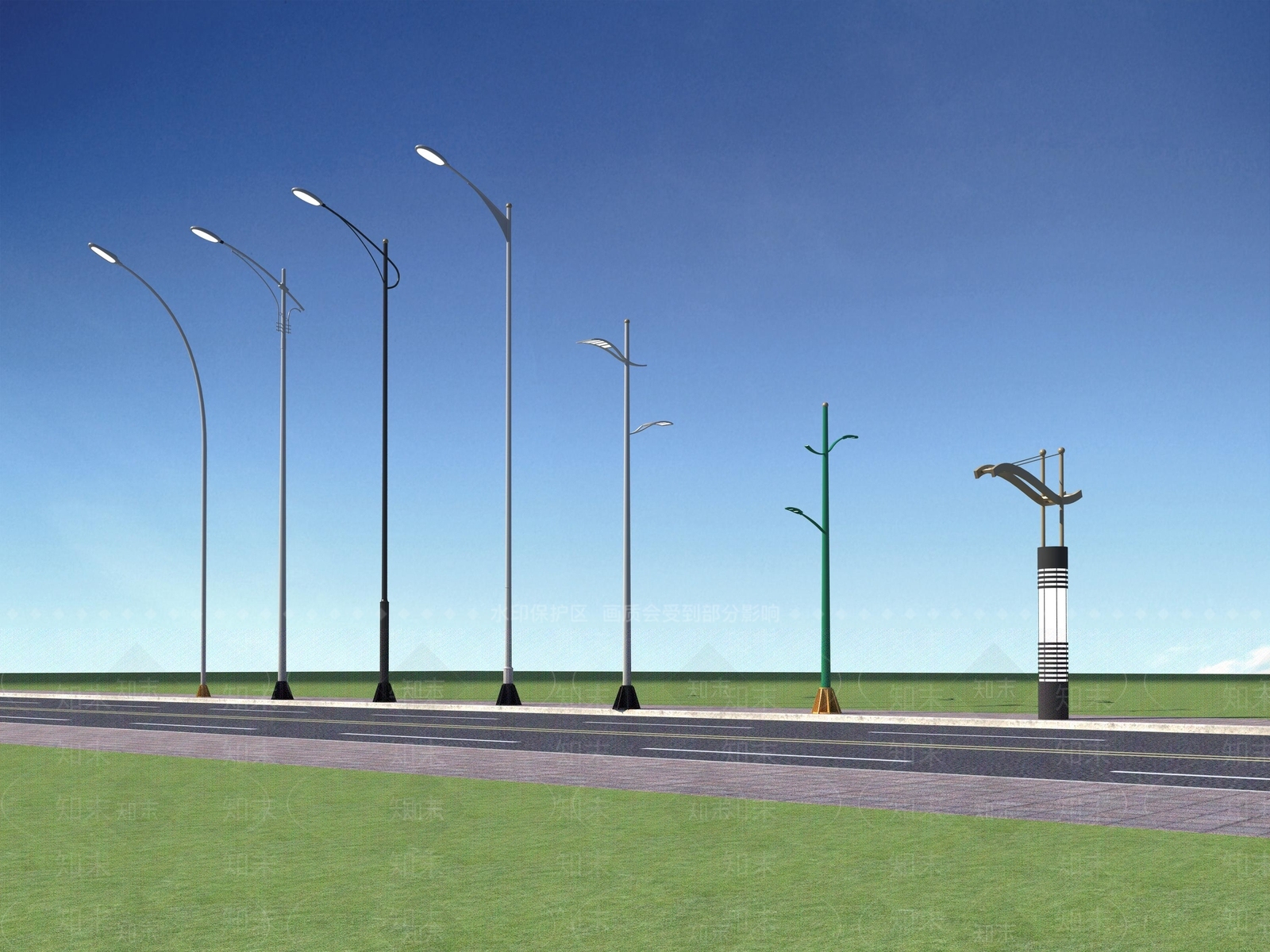 现代路灯3D模型下载【ID:1105090822】