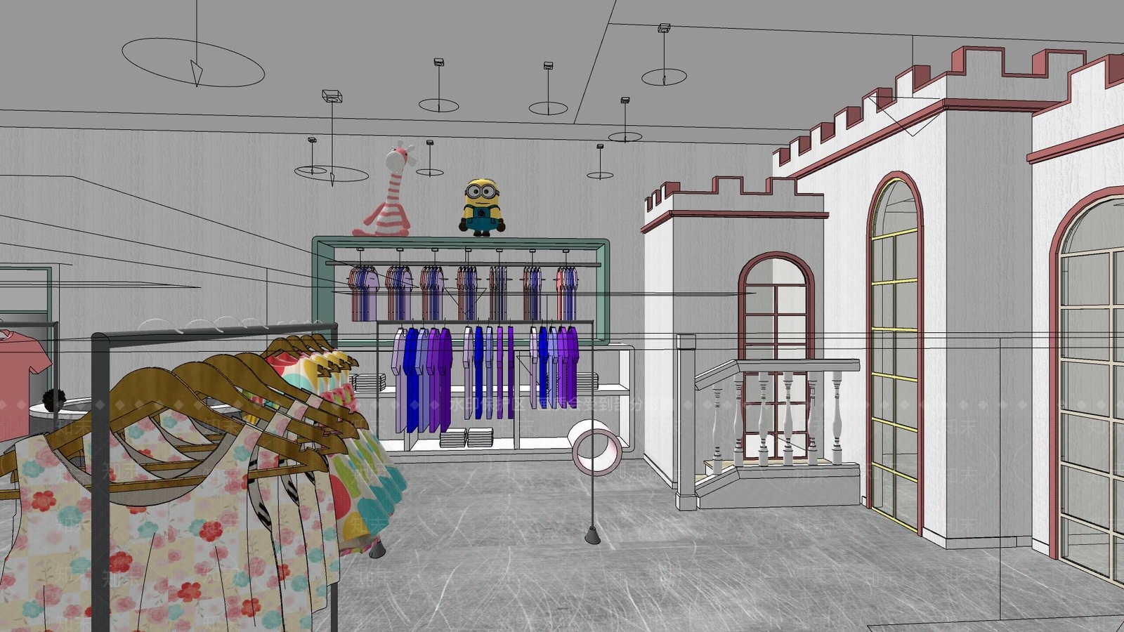 现代圣诞节主题儿童服装店SU模型下载【ID:1105096241】