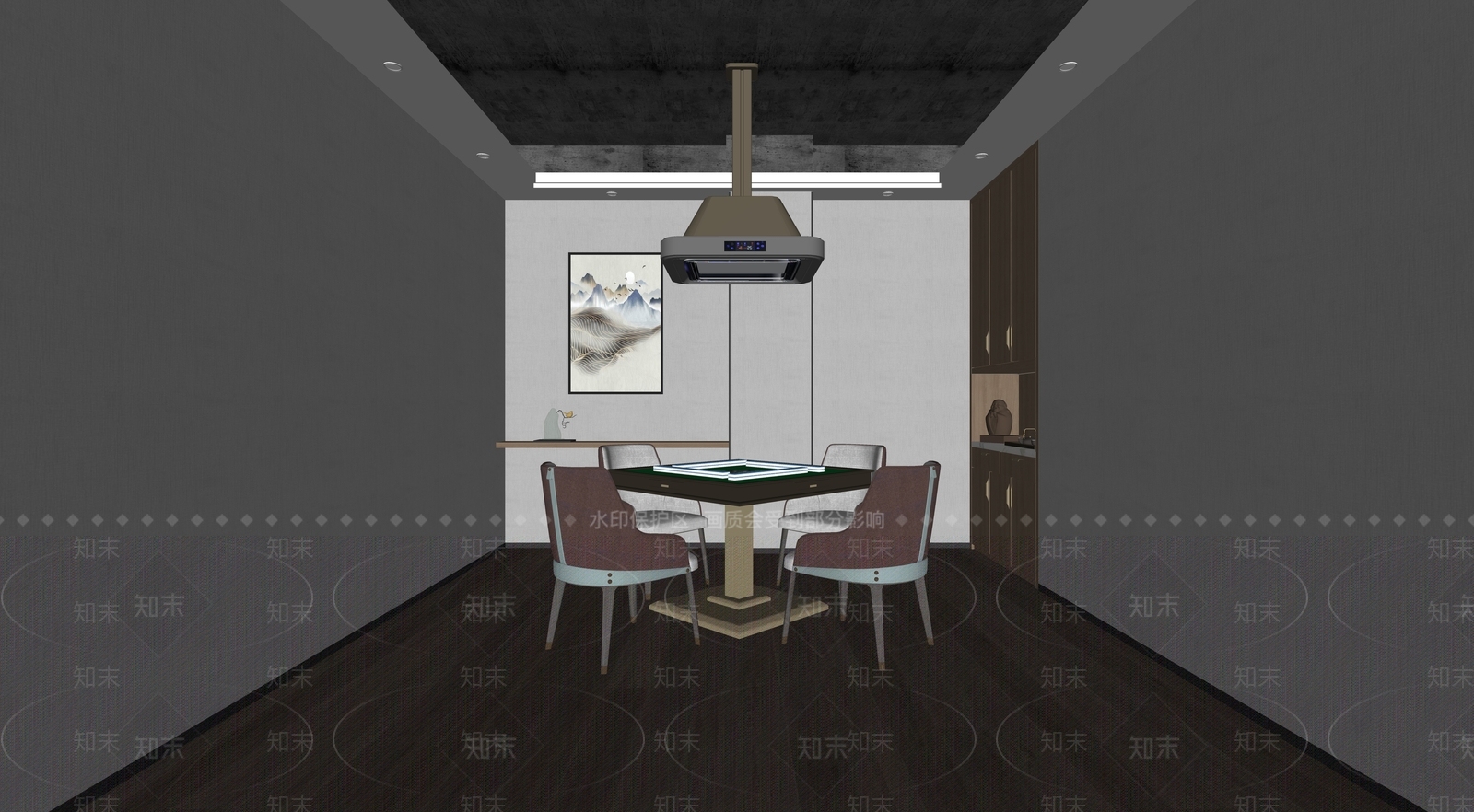 现代棋牌室SU模型下载【ID:1105097407】