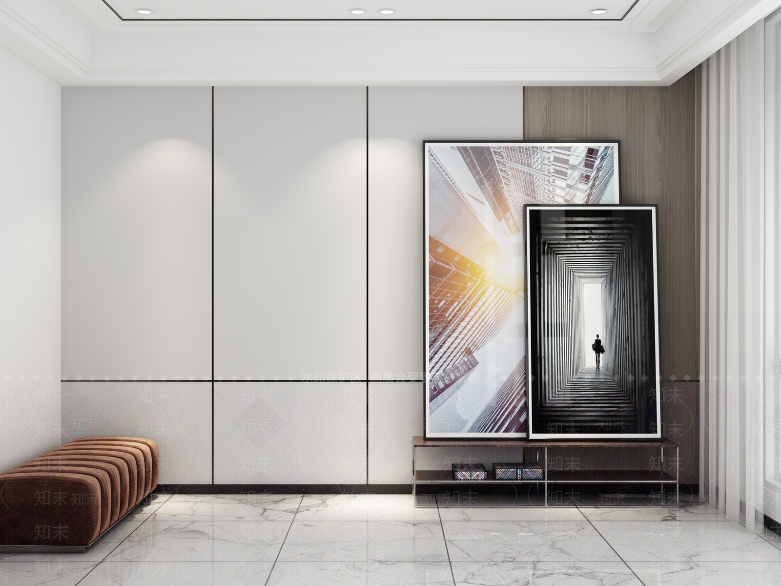 现代客厅轻奢抽象装饰画3D模型下载【ID:1105099289】