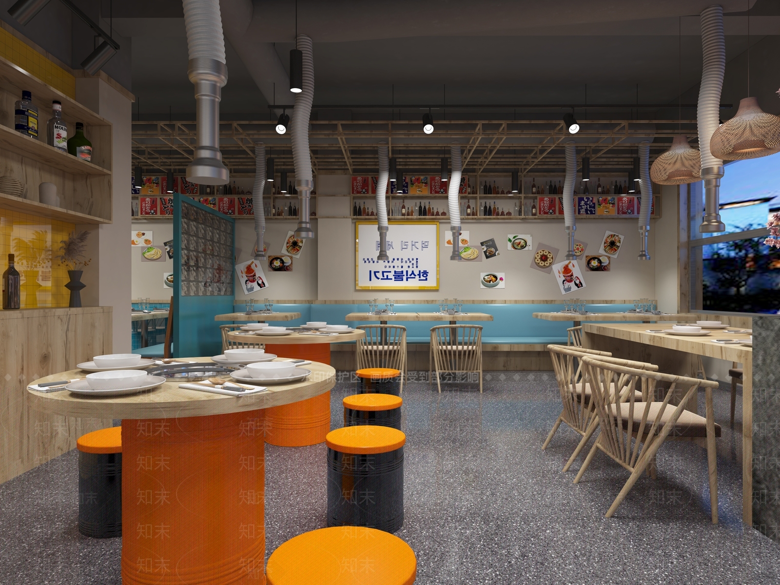 现代烧烤店3D模型下载【ID:1105100516】