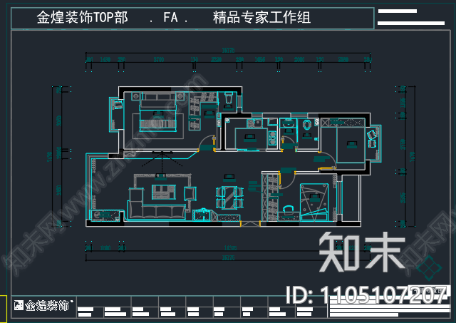 现代轻奢全案cad施工图下载【ID:1105107207】