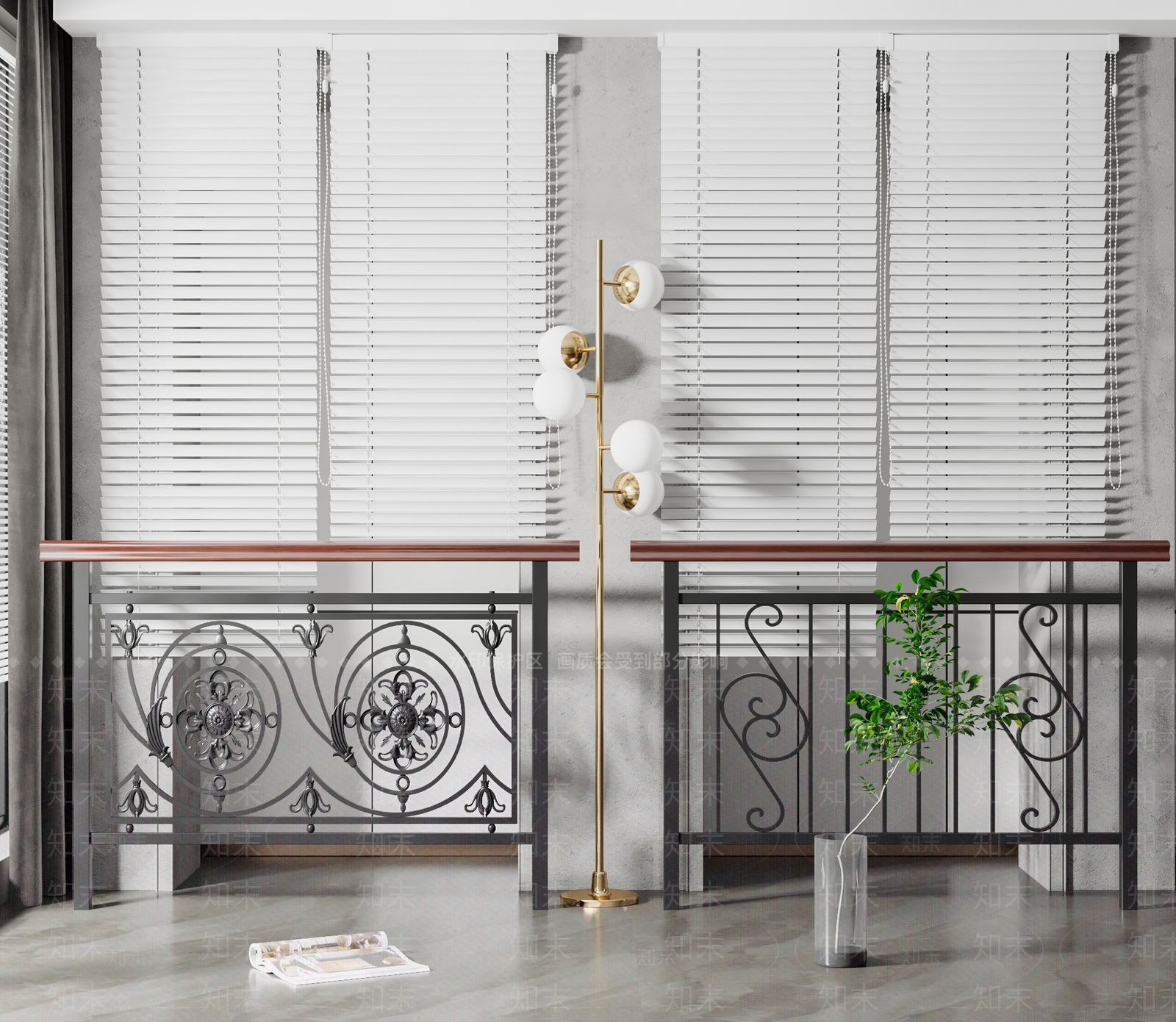 简欧阳台护栏3D模型下载【ID:1105109901】