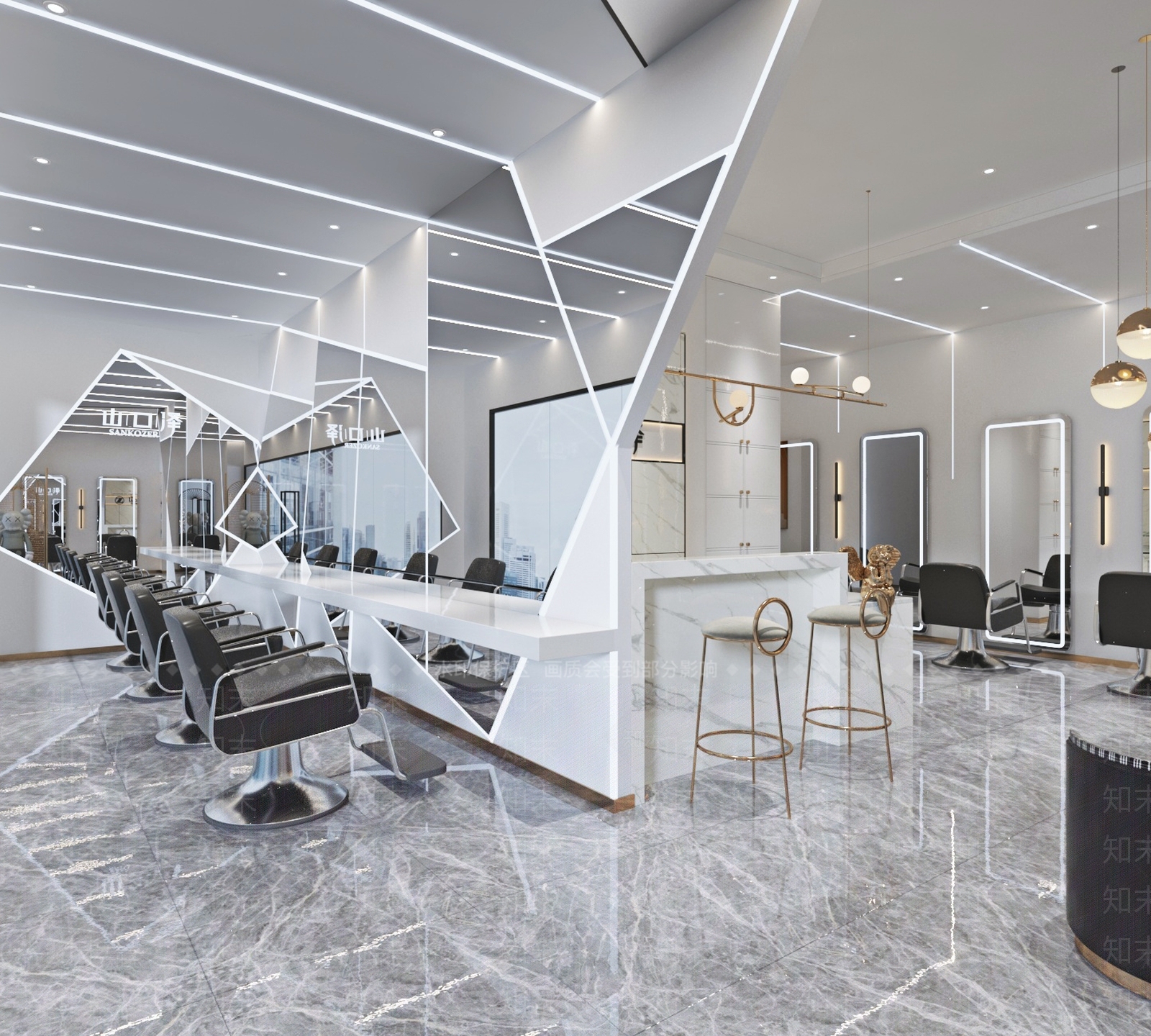 现代美发店3D模型下载【ID:1105110124】