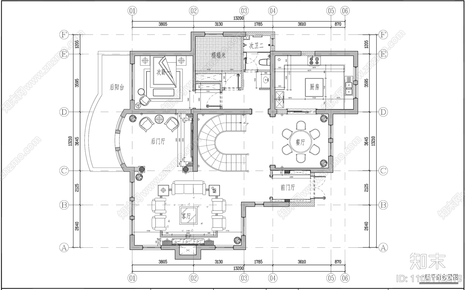 上海美兰湖欧式500平方四层cad施工图下载【ID:1105112219】