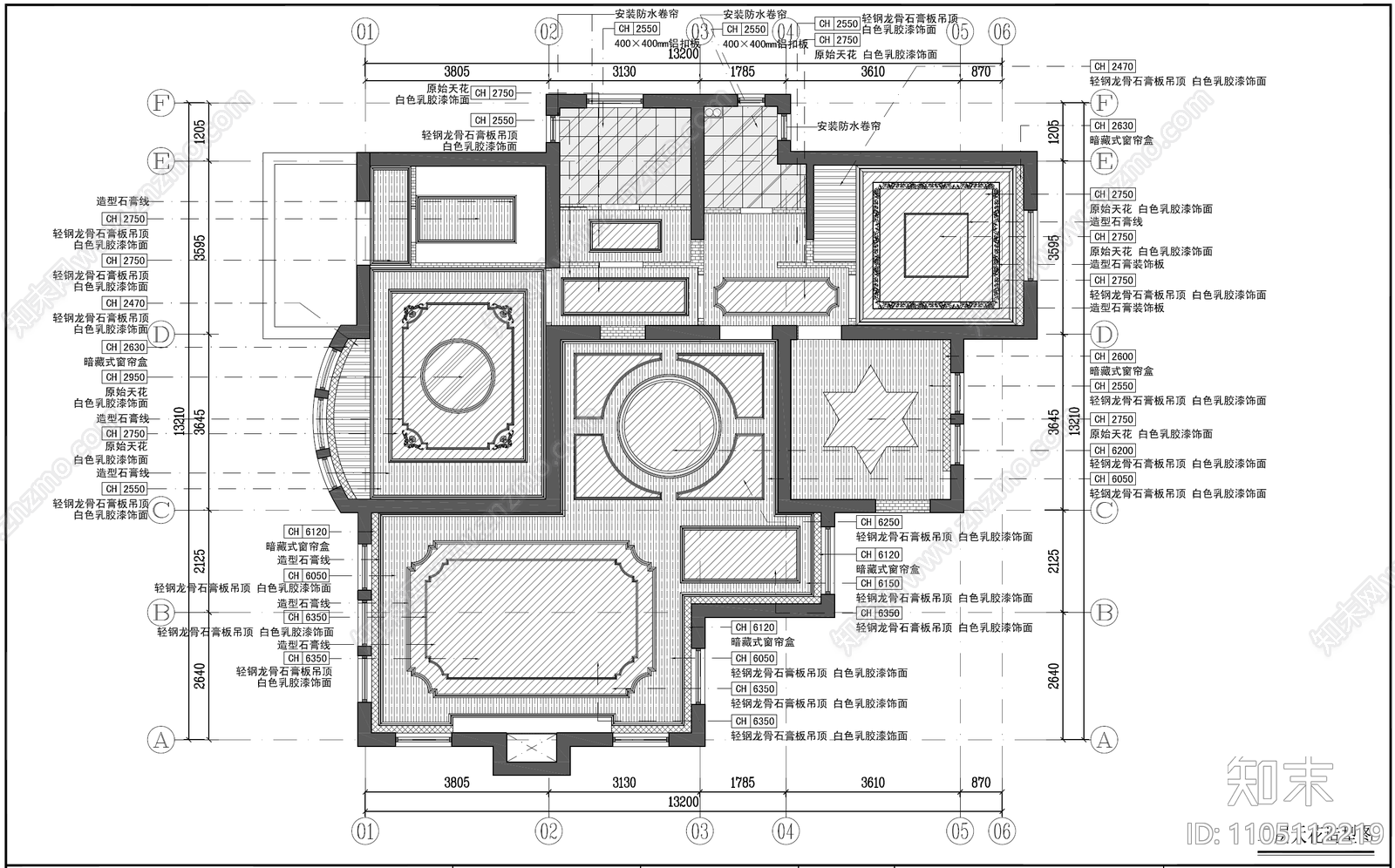 上海美兰湖欧式500平方四层cad施工图下载【ID:1105112219】