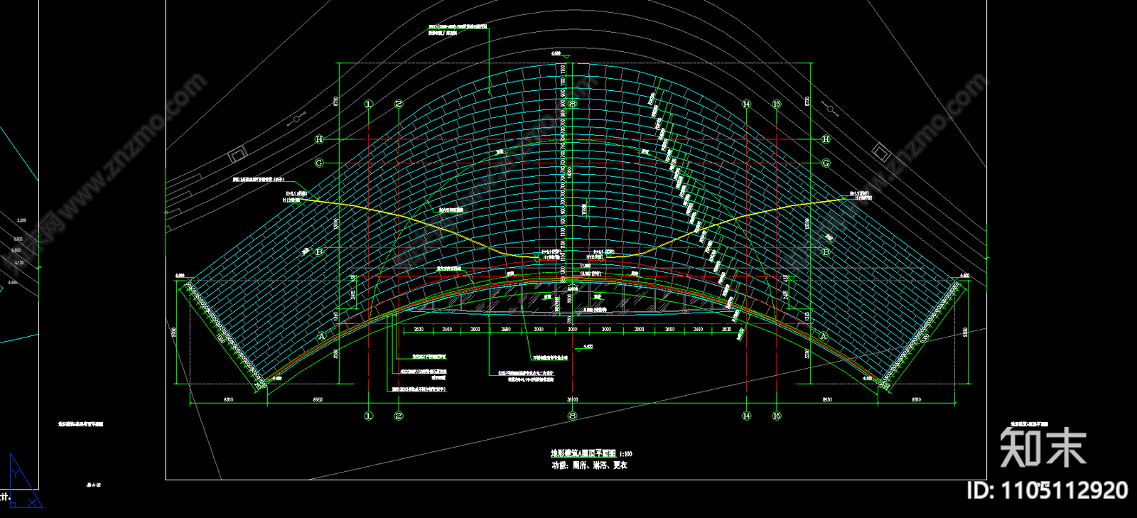 异形建筑cad施工图下载【ID:1105112920】