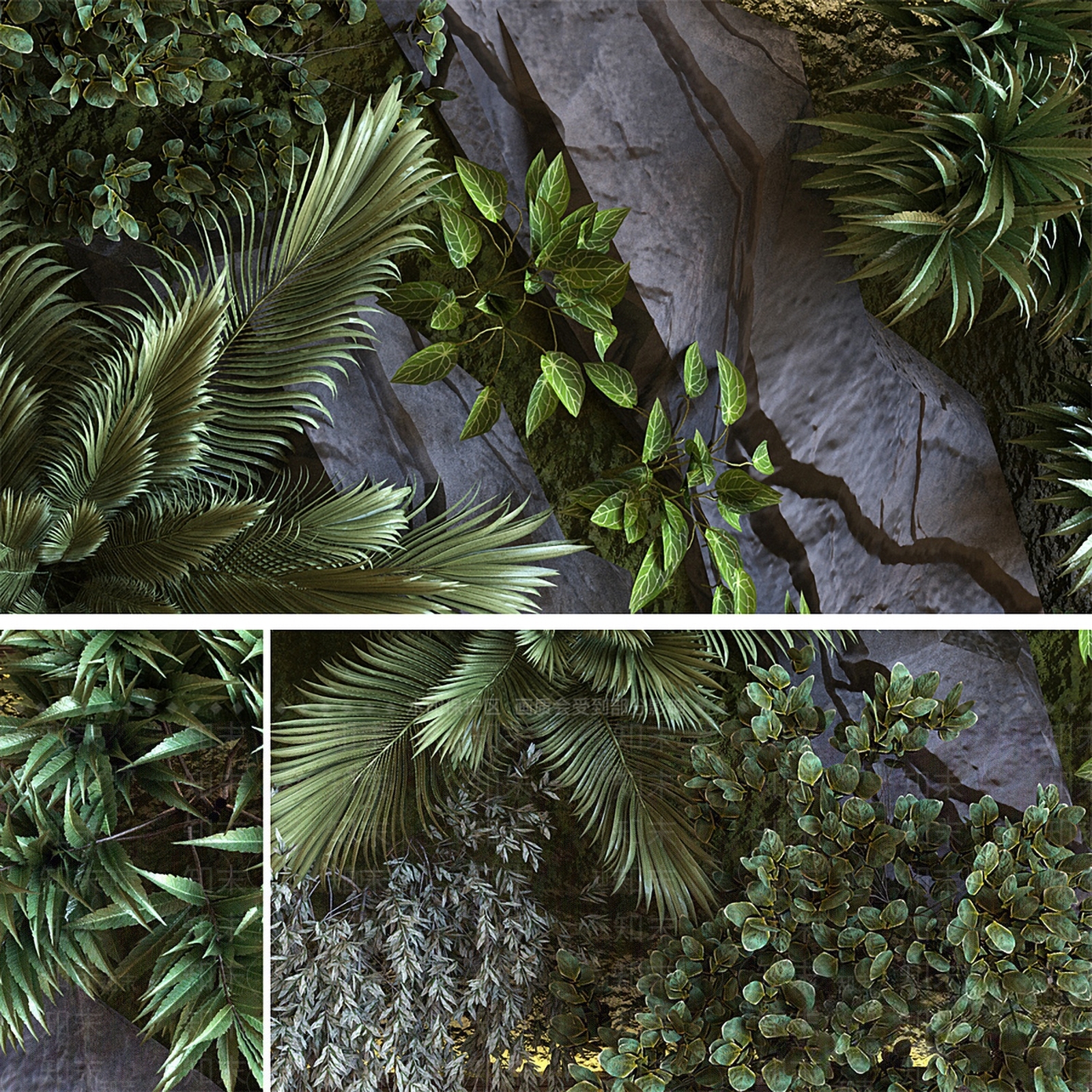 现代绿植墙3D模型下载【ID:1105114843】