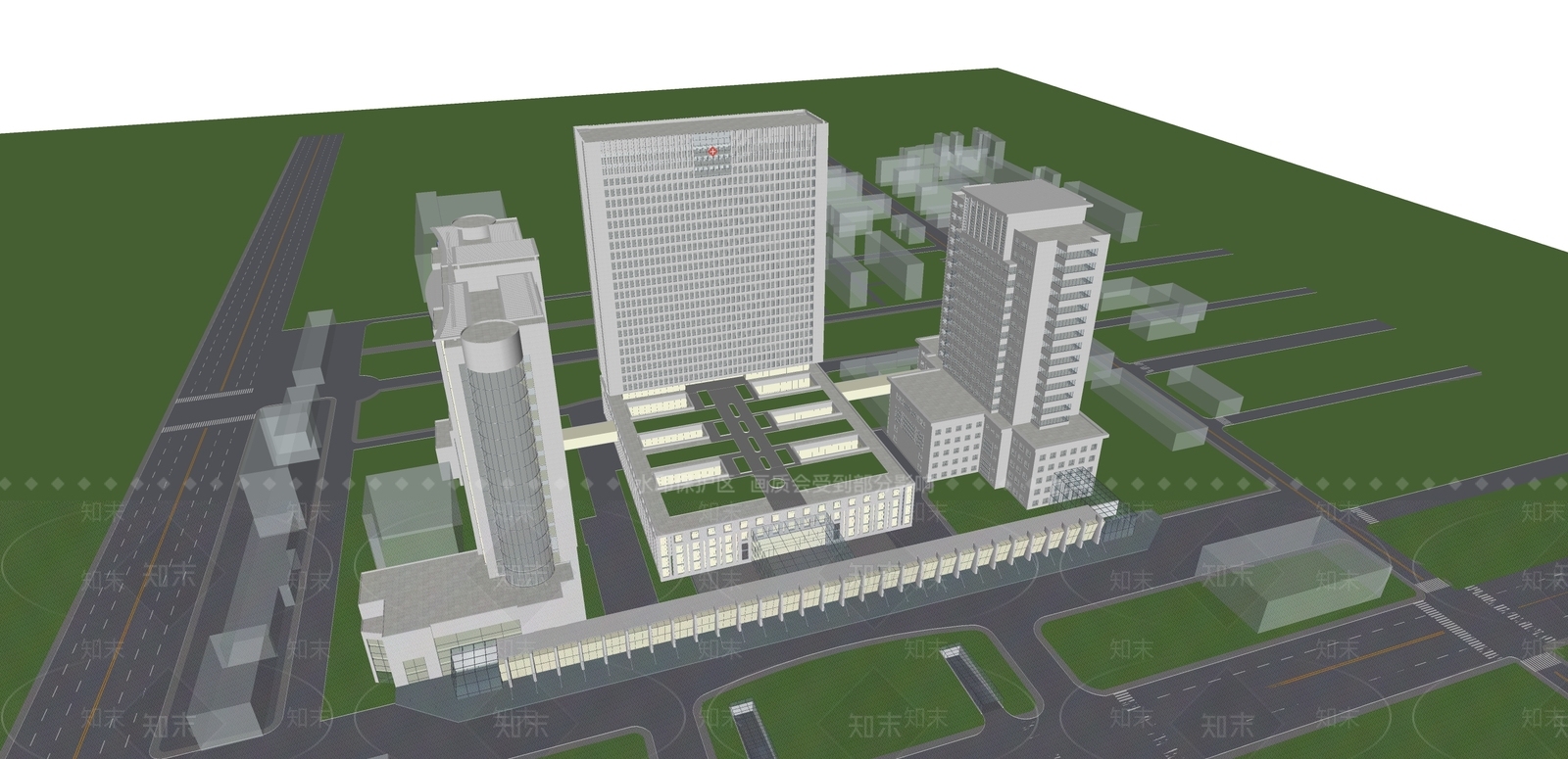 现代医疗建筑SU模型下载【ID:1105120621】